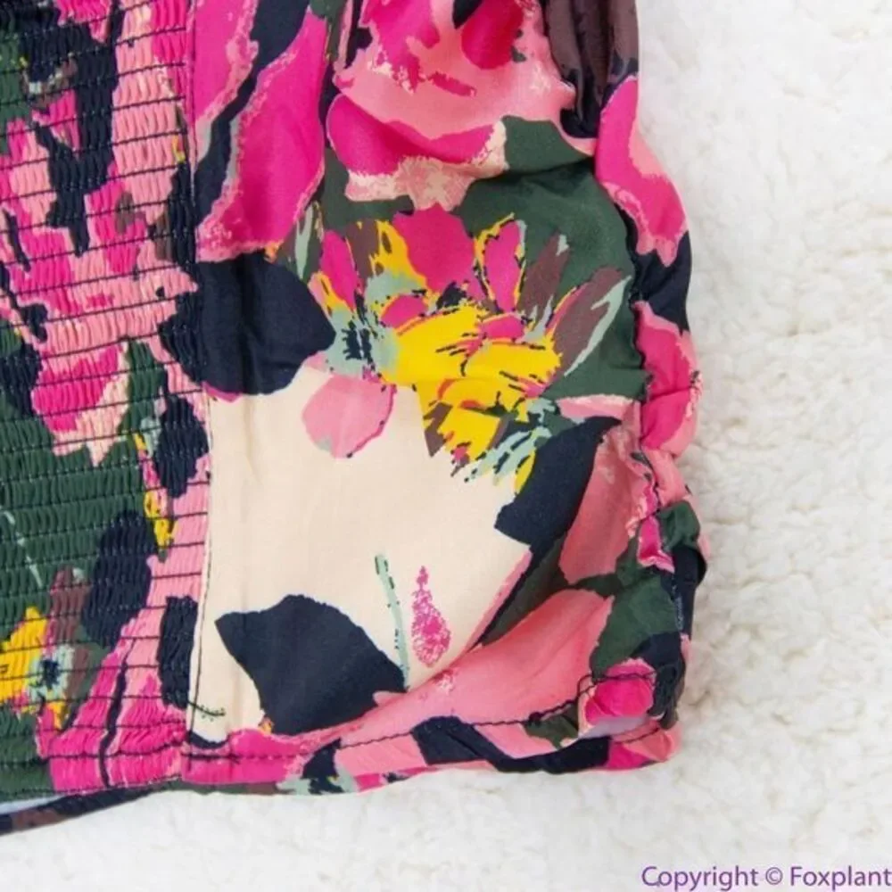 NEW Free‎ People off the shoulder mini top  Floral print crop top, L,